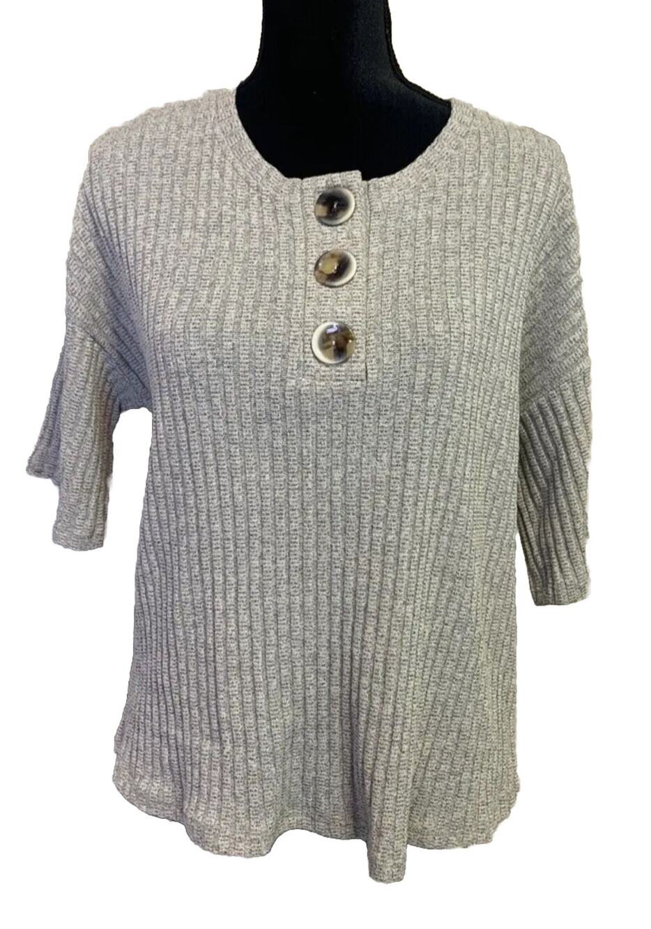 No Less Than Womens Boho Sweater Size Medium Oatmeal Oversized Cottage Core